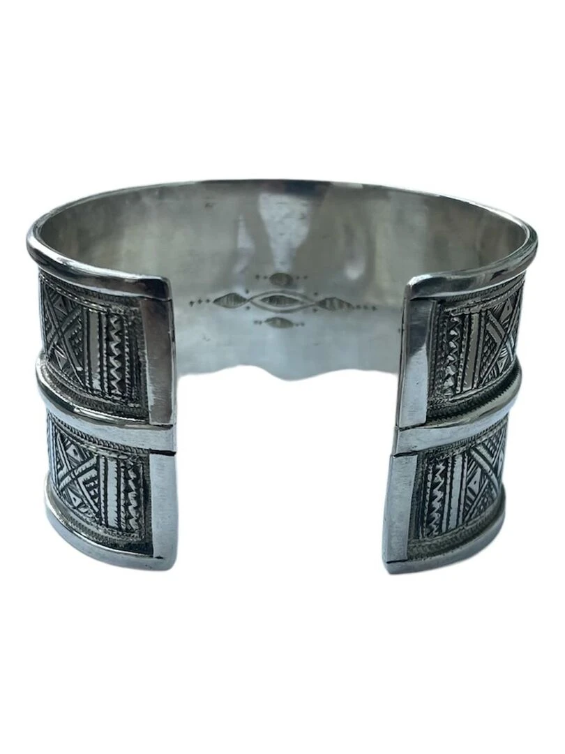 Bracelet manchette traditionelle touareg fait main   Argent
