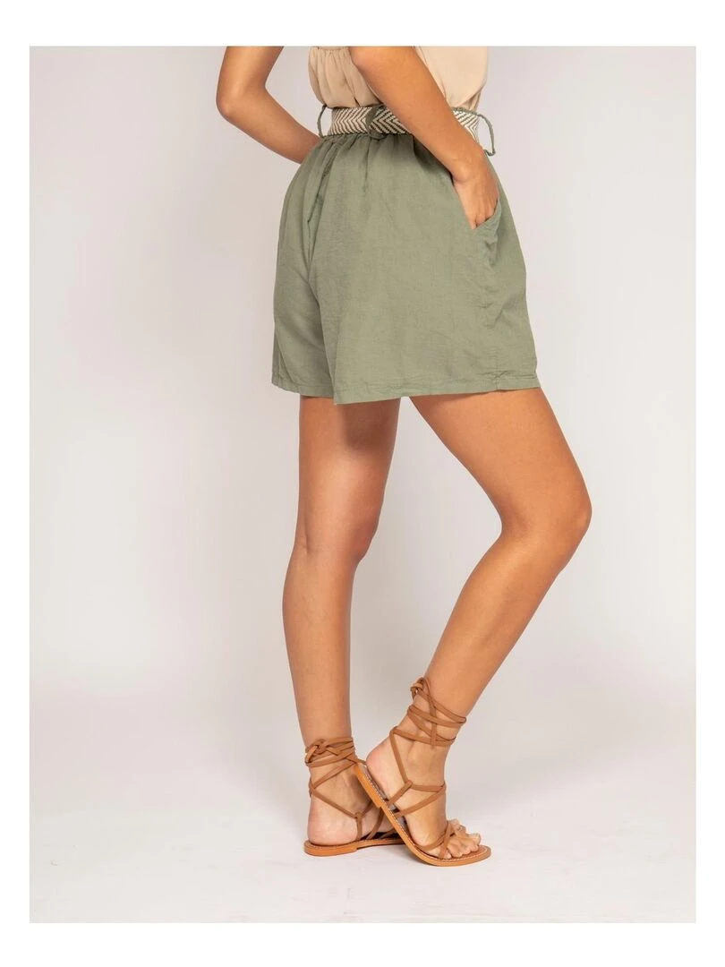 Short en lin XIGN Kaki