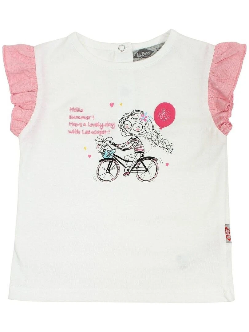 Lee Cooper   Ensemble T shirt short bébé fille Imprimé Lee Cooper   Rose fushia