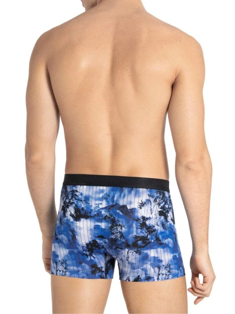 Boxer imprimé japonisant en lyocell Hiroki   Bleu