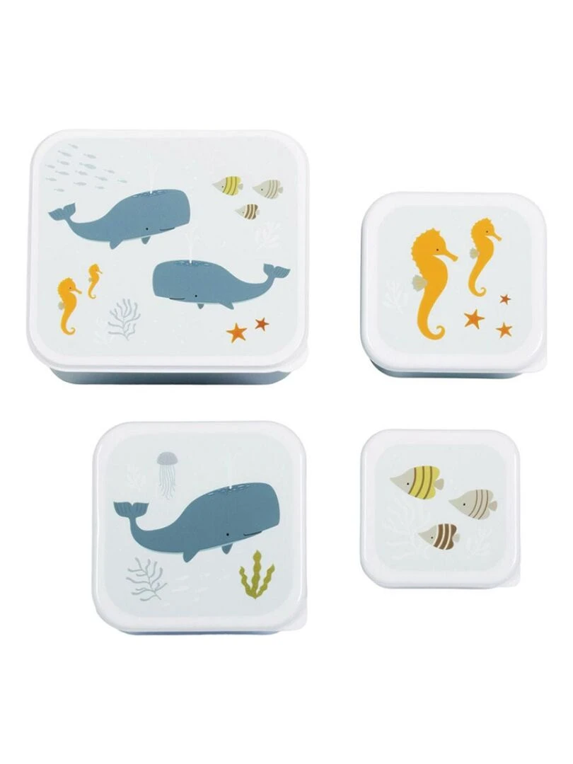 Lot de 4 boîtes à goûter Océan Bleu
