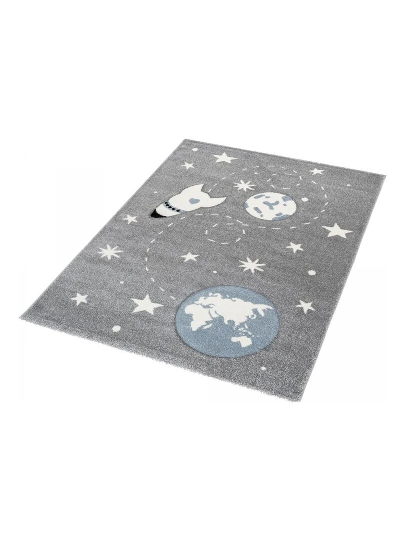 Tapis enfant ASTRO FUSÉ LL en polypropylène doux et soyeux   Gris