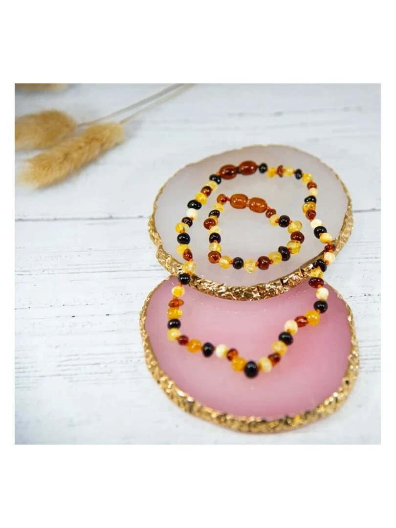 Set Collier et Bracelet d'Ambre Bébé Multi Beige