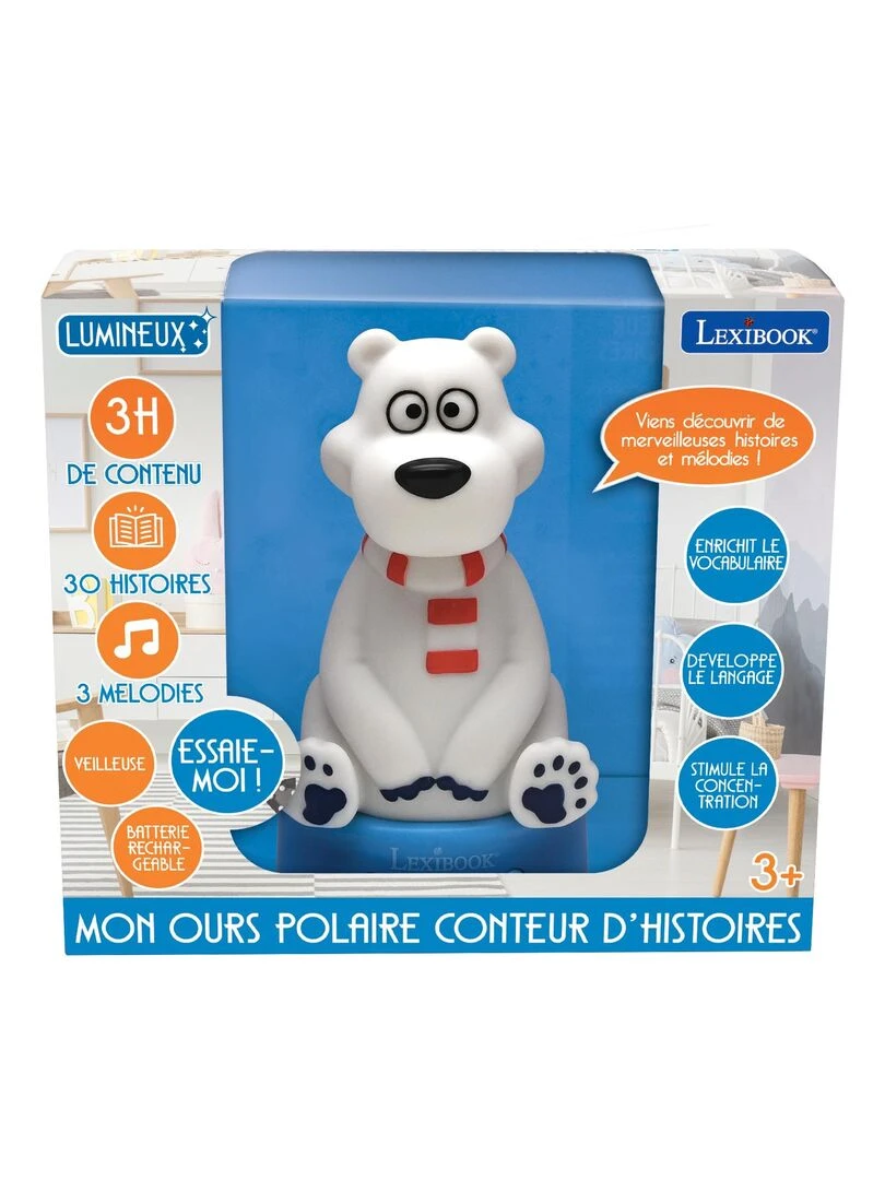 Compteur D’histoires Ourson En 3d Avec Veilleuse Musiques Et Variation De Couleurs 17cm (français) N/A
