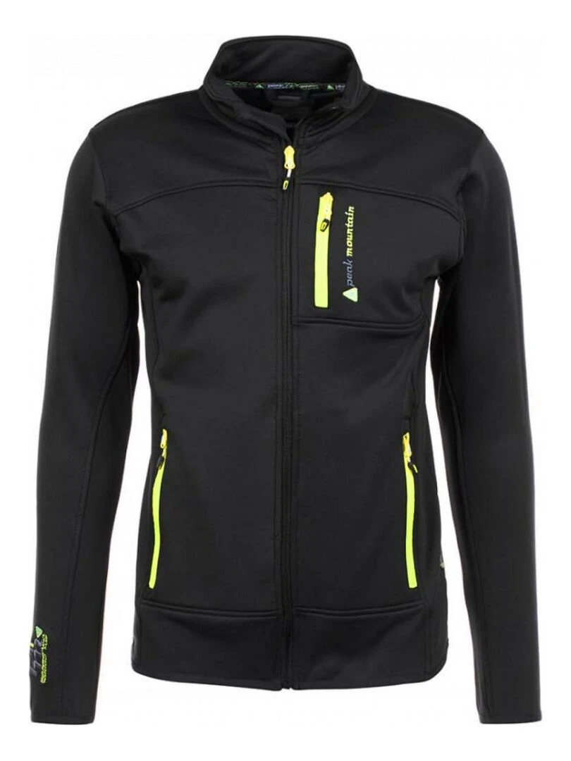 Blouson polar shell homme CANTON PEAK MOUNTAIN Noir Jaune