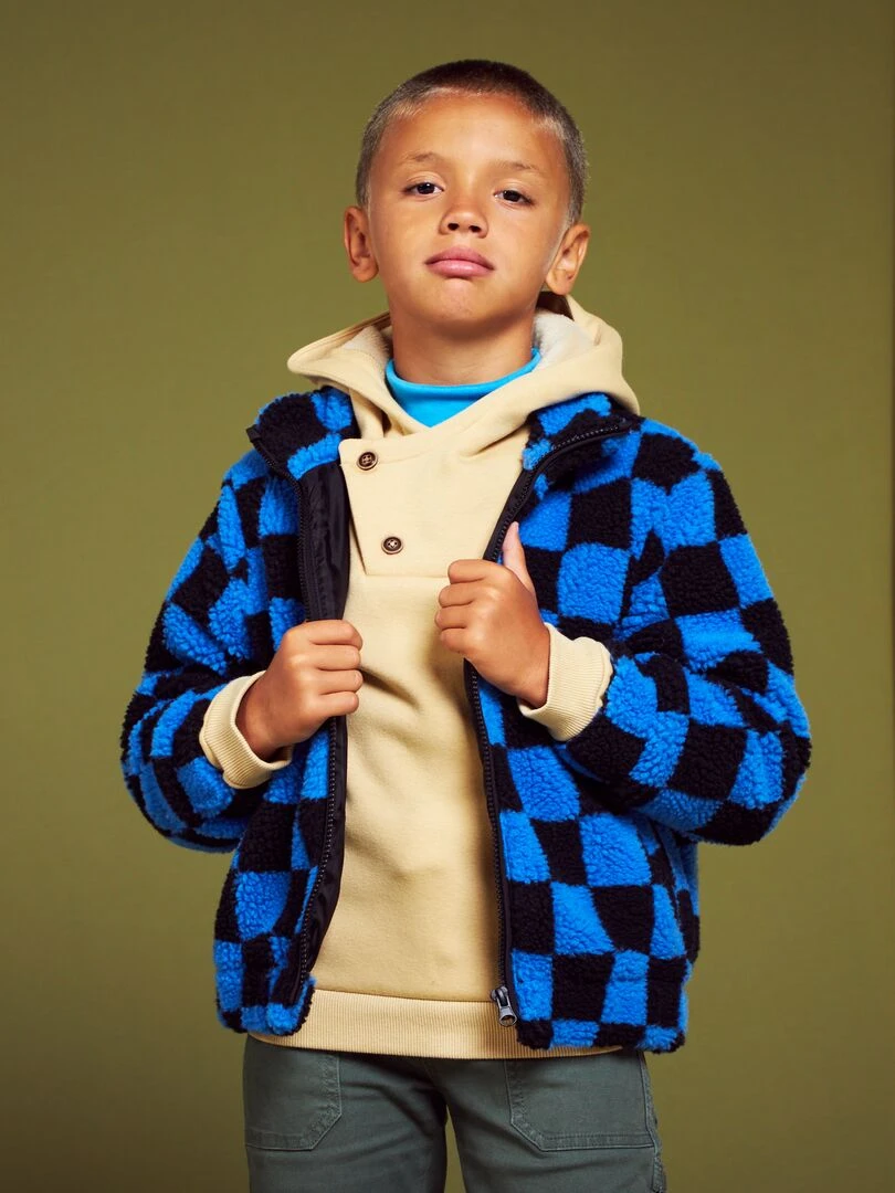Veste en sherpa à motif Bleu