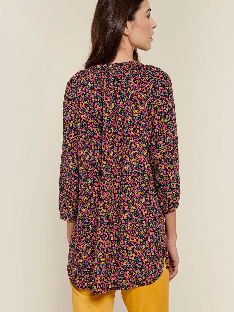 Blouse crêpe fleurie   Damart   Moutarde