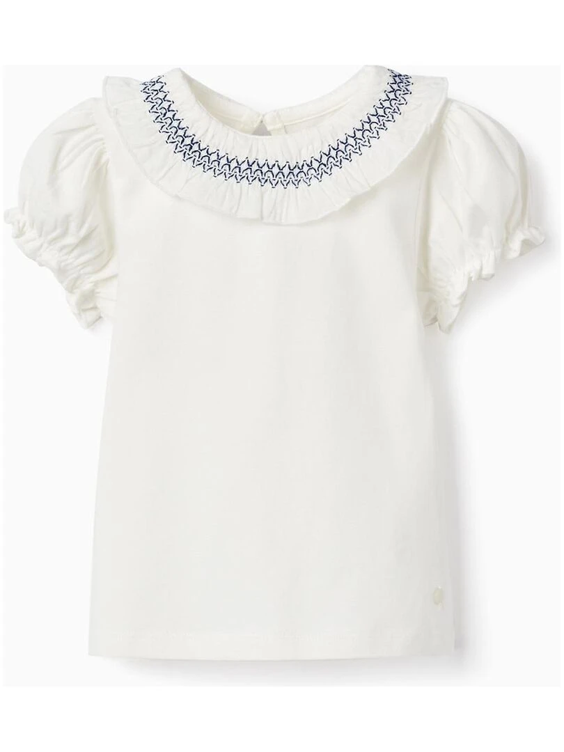 T shirt à manches courtes avec volants pour bébé fille manches courtes ATLANTIC COMPANY Beige clair