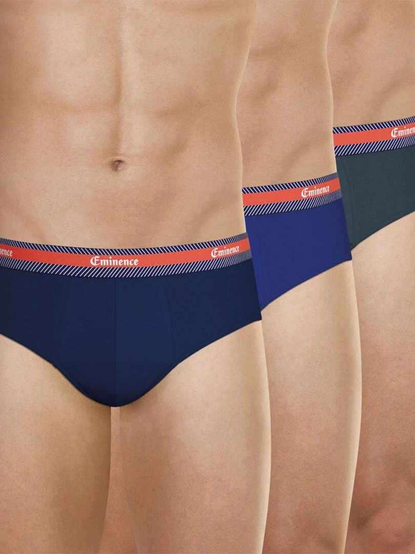 Lot de 3 slips homme Sélection Coton Bio Bleu marine