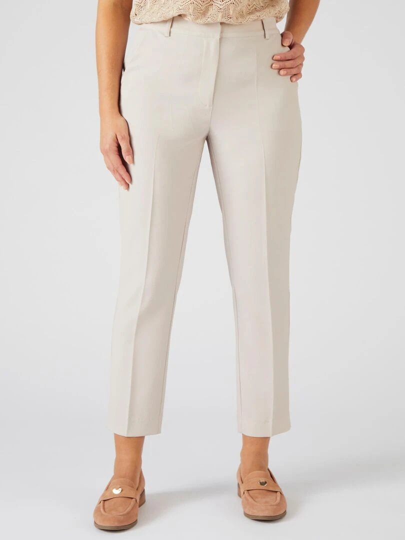 Pantalon 7/8ème stretch fluide Damart Beige gris