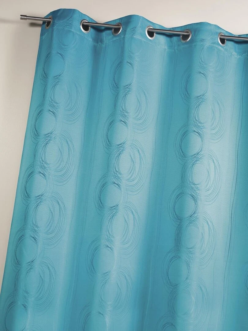 Rideau en jacquard avec imprimés "cercle" Bleu pétrole