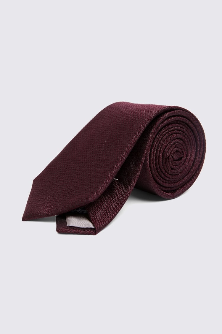 Burgundy Silk Semi-Plain Tie Buy Online at Moss