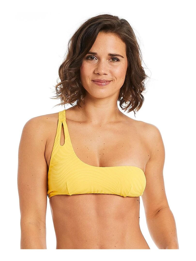 Haut de maillot de bain one shoulder MYKONOS Camille Cerf & Pomm'Poire Jaune