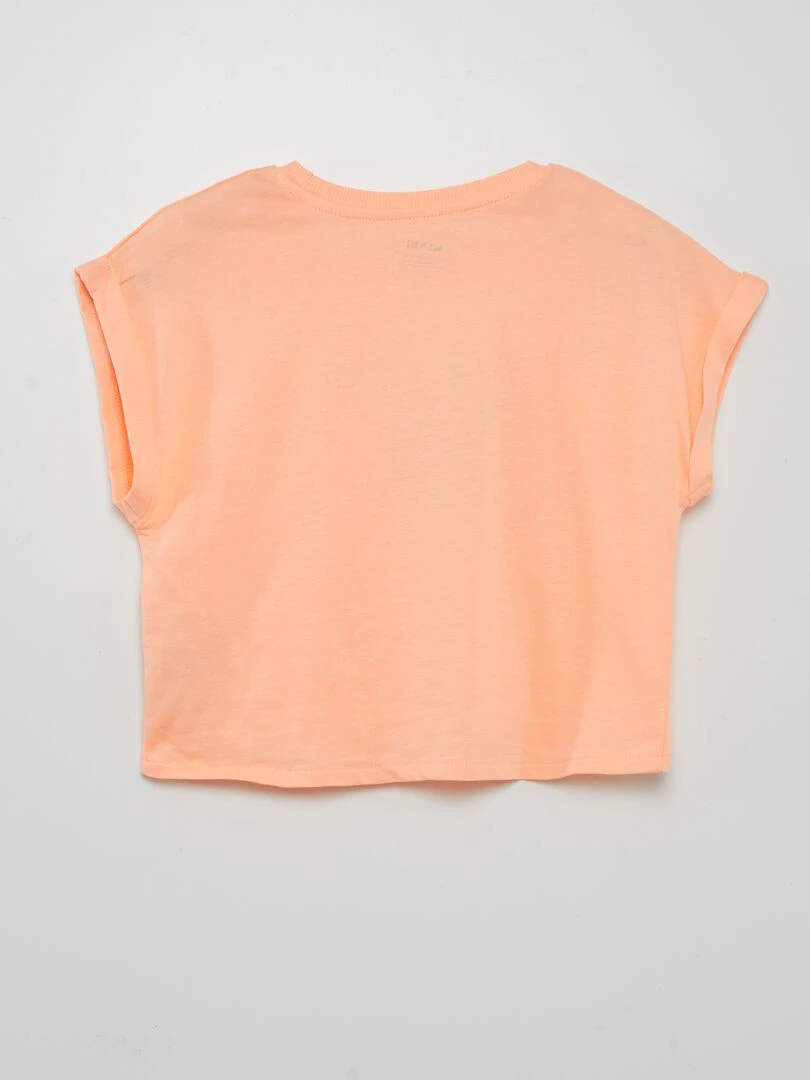 T shirt en jersey avec revers de manches   Orange