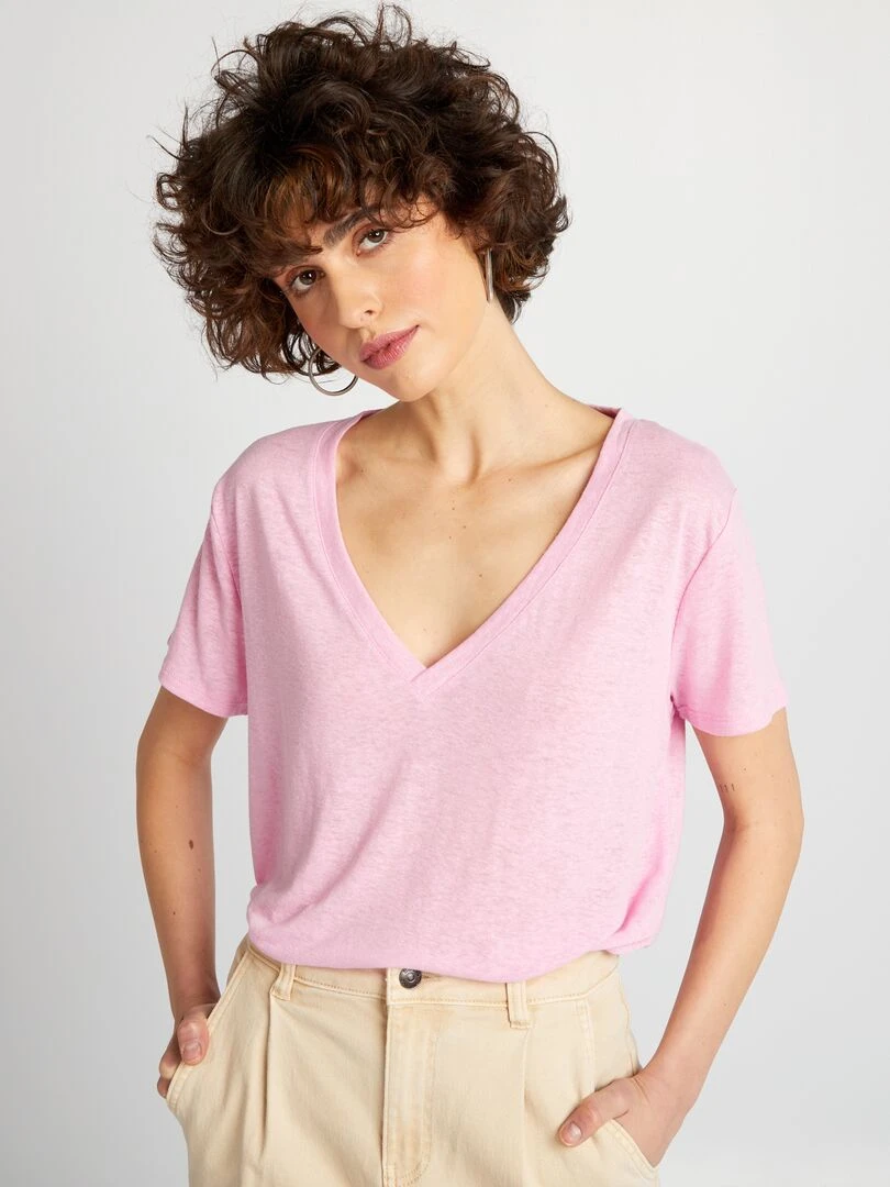 T shirt basique manches courtes Violet