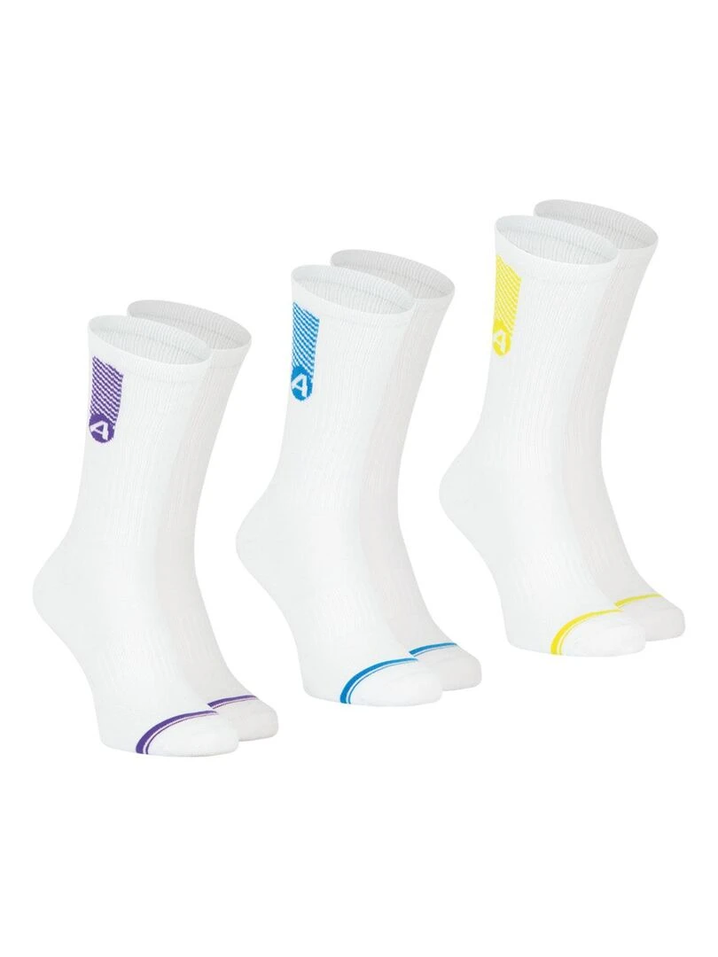 Lot de 3 paires de chaussettes mi hautes homme Training Dry Blanc