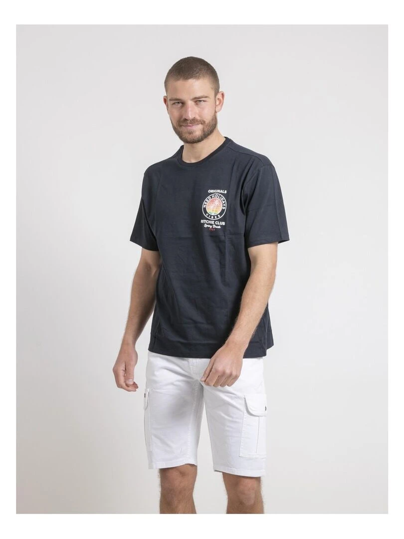 T shirt col rond oversize pur coton NAHAMAS Jaune