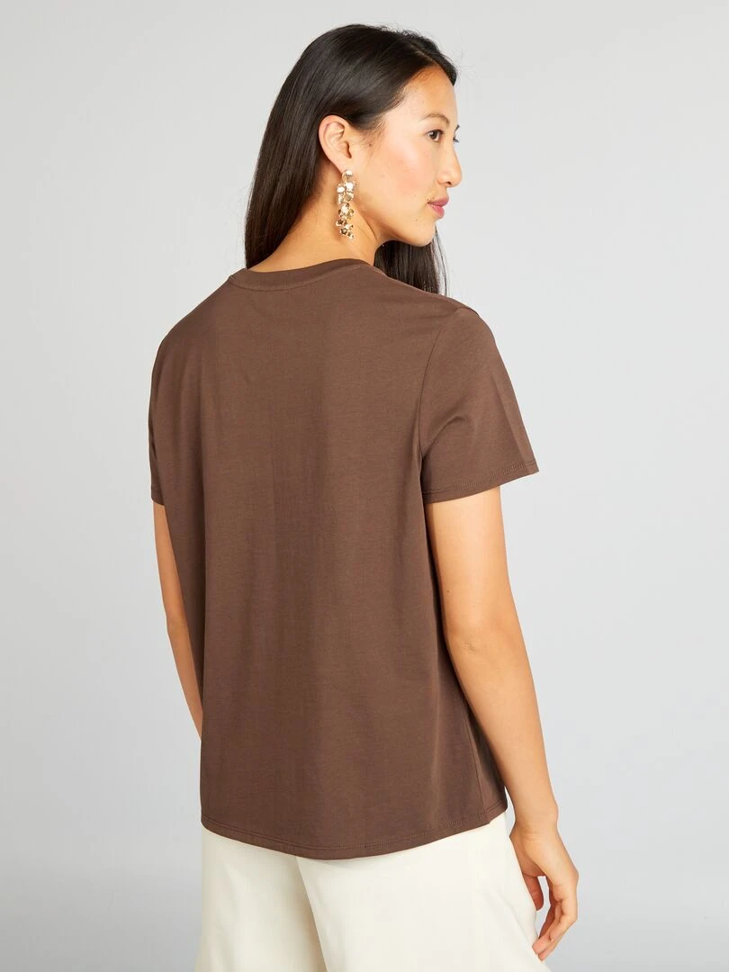 T shirt uni en jersey   MARRON