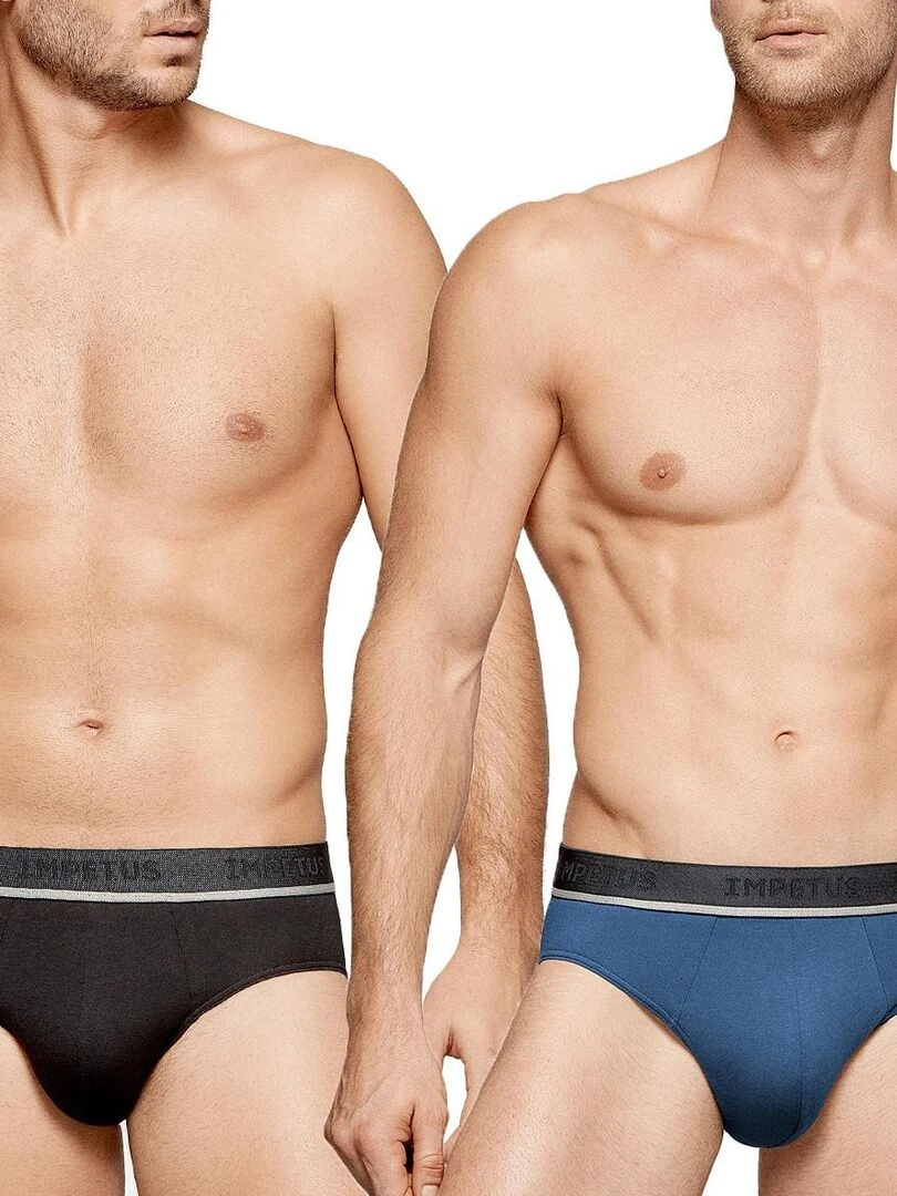 Pack de 2 slips en coton stretch Essentials Bleu
