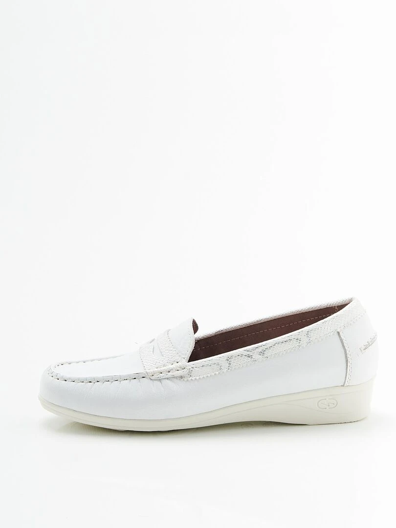 Mocassins dessus cuir avec montage intégral Damart Blanc