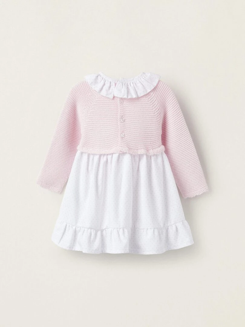 Robe Combinée en Maille et Coton pour Nouveau Né manches longues BALMORAL'S AFTERNOONS   Rose clair