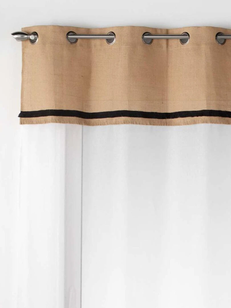 Voilage à top jute et franges   Noir