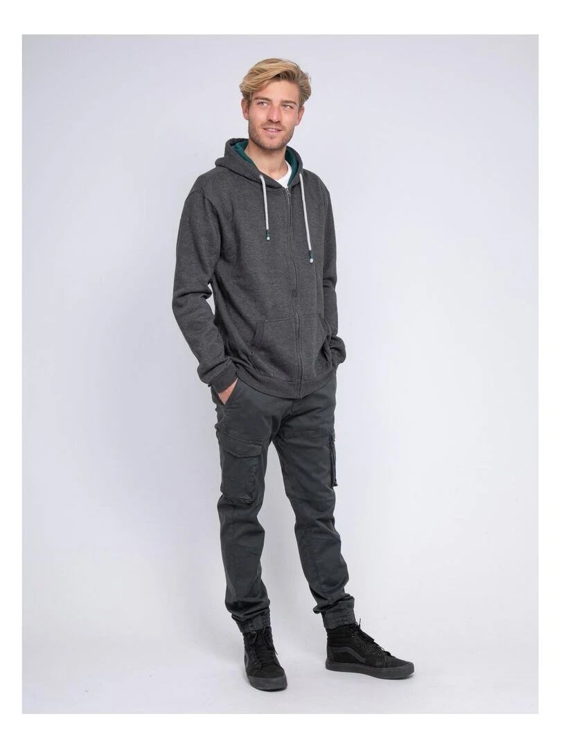 Sweat zippé capuche WAMIN   Gris foncé