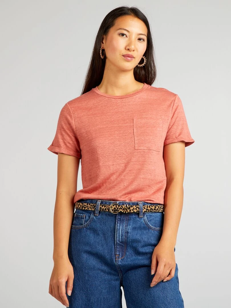 T shirt en lin Rose