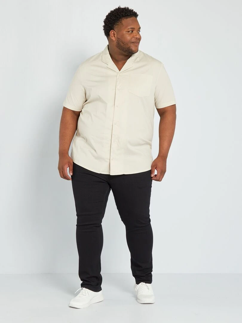Chemise droite avec poche poitrine Gris beige