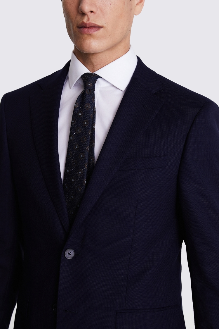 Italian Slim Fit Navy Hopsack Jacket    Buy Online at Moss
