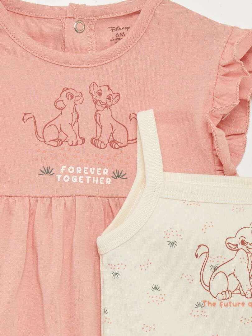 Set barboteuse + body 'Le Roi Lion'   2 pièces   Rose