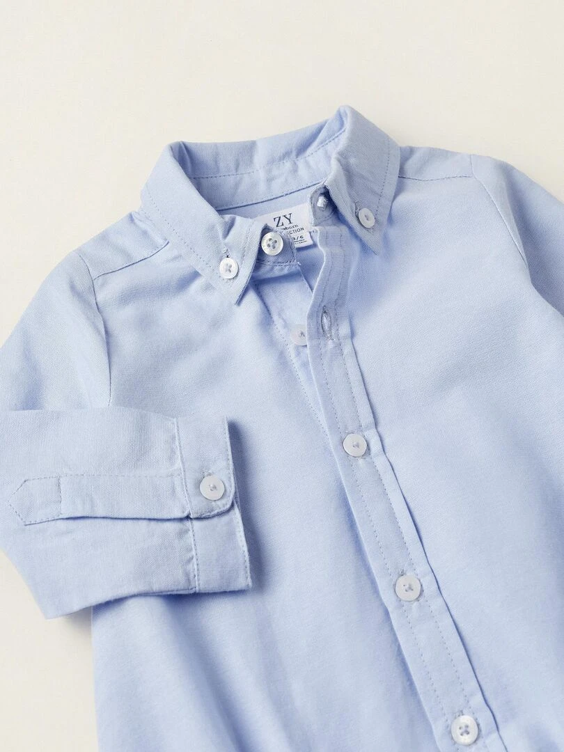 Bodies Chemise en coton Oxford pour nouveau né manches longues ATLANTIC COMPANY   Bleu clair