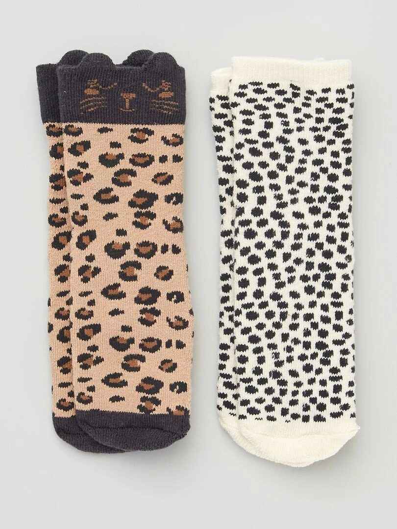 Lot de 2 paires de chaussettes antidérapantes Marron/noir