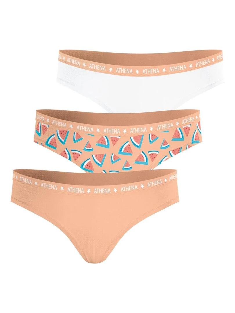 Lot de 3 slips fille Ecopack Girl Mode Fille Blanc Rose