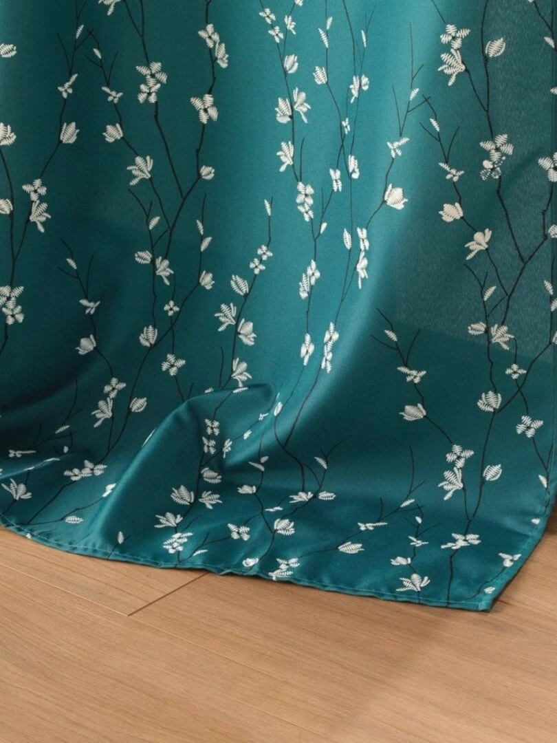 Rideau à œillets 140x260 Sakura émeraude   Bleu