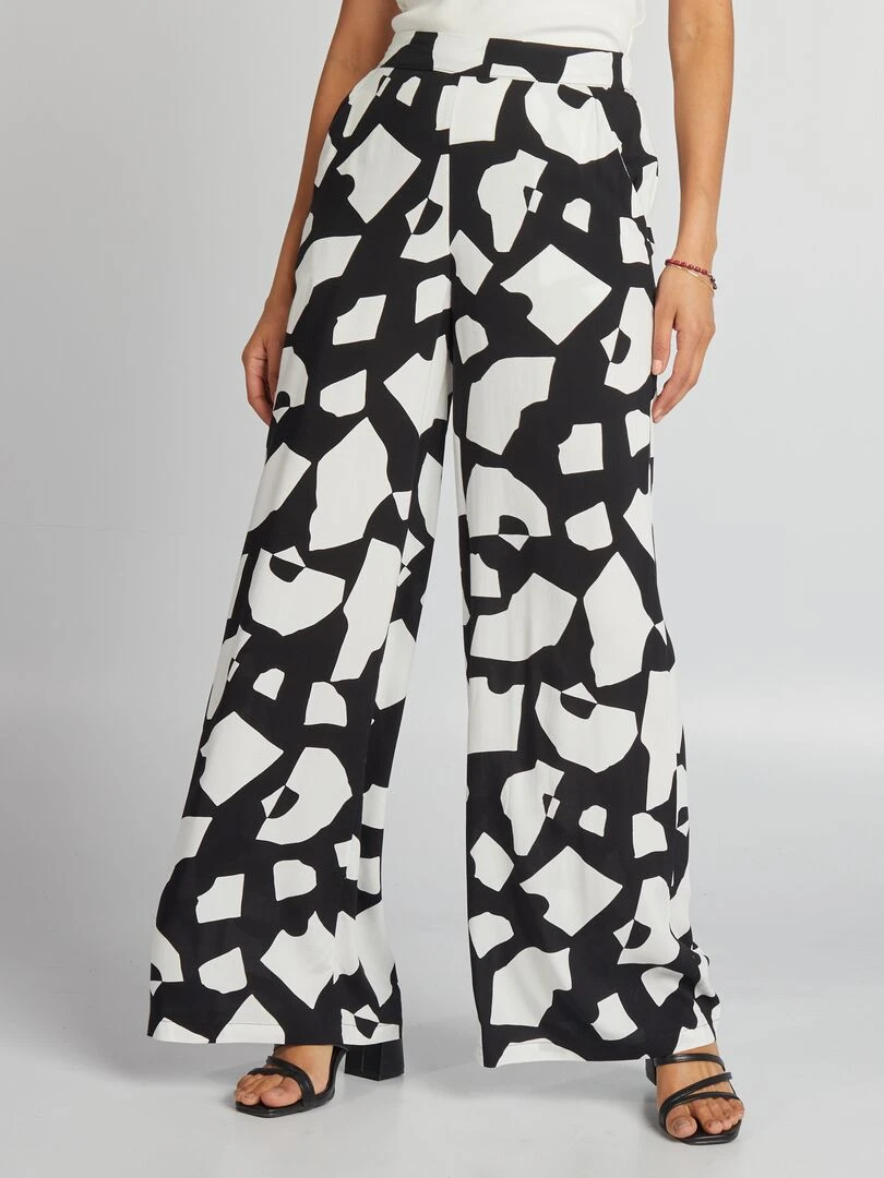 Pantalon large imprimé   Noir