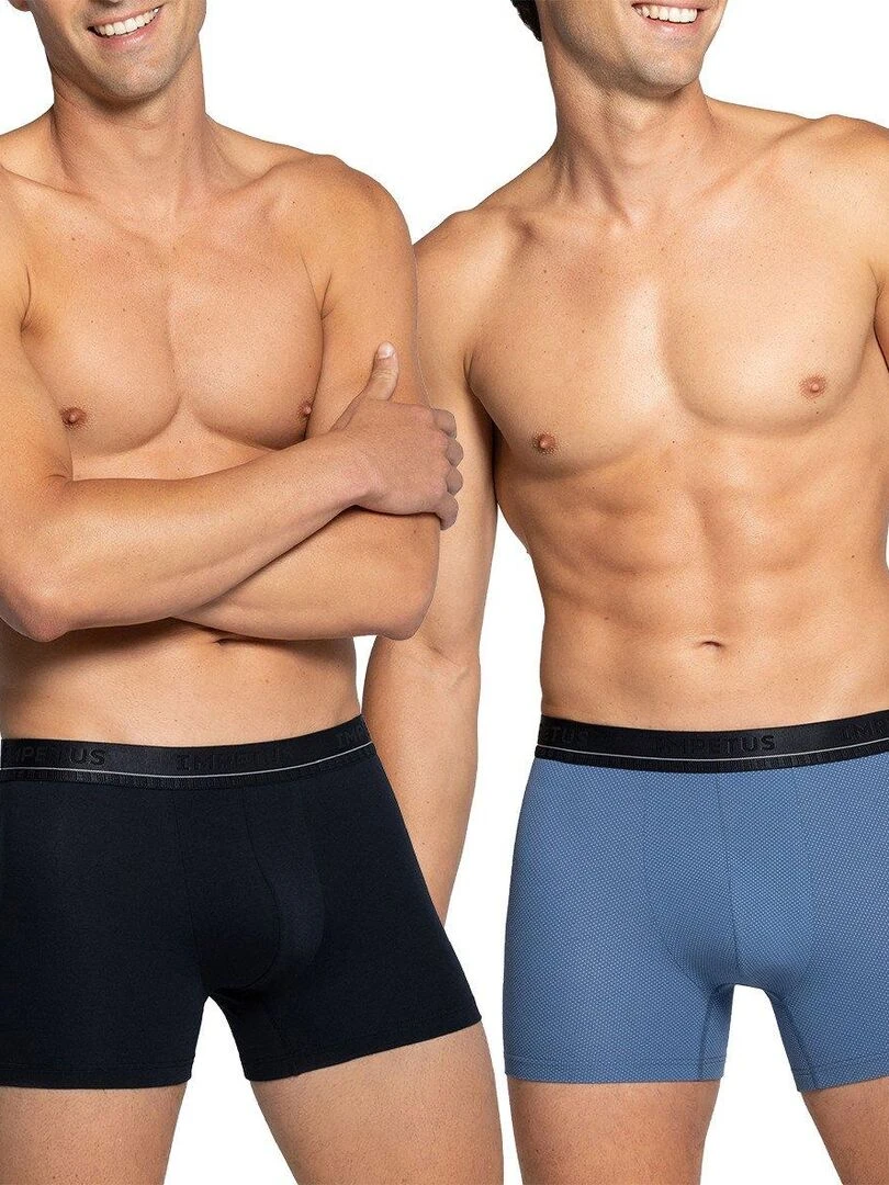 Pack de 2 boxers en coton Coco uni Bleu