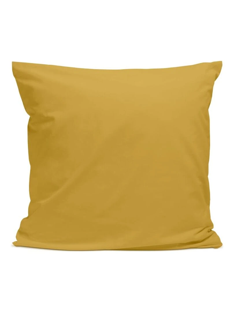 Bleu Câlin Taie d'oreiller unie Percale de coton 80 fils/cm² Moutarde