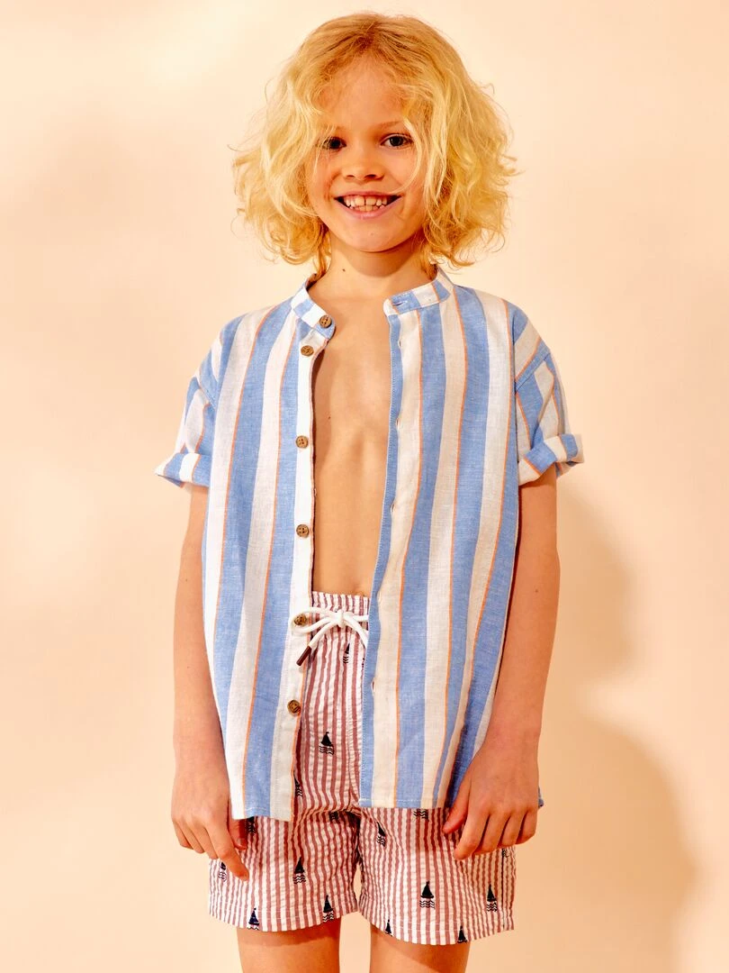 Short de bain crêpé Rouge