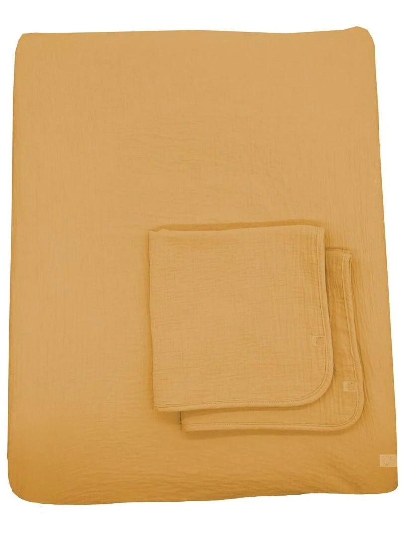 Housse de matelas à langer 52x68x6cm et langes coton moutarde SAUTHON Jaune moutarde