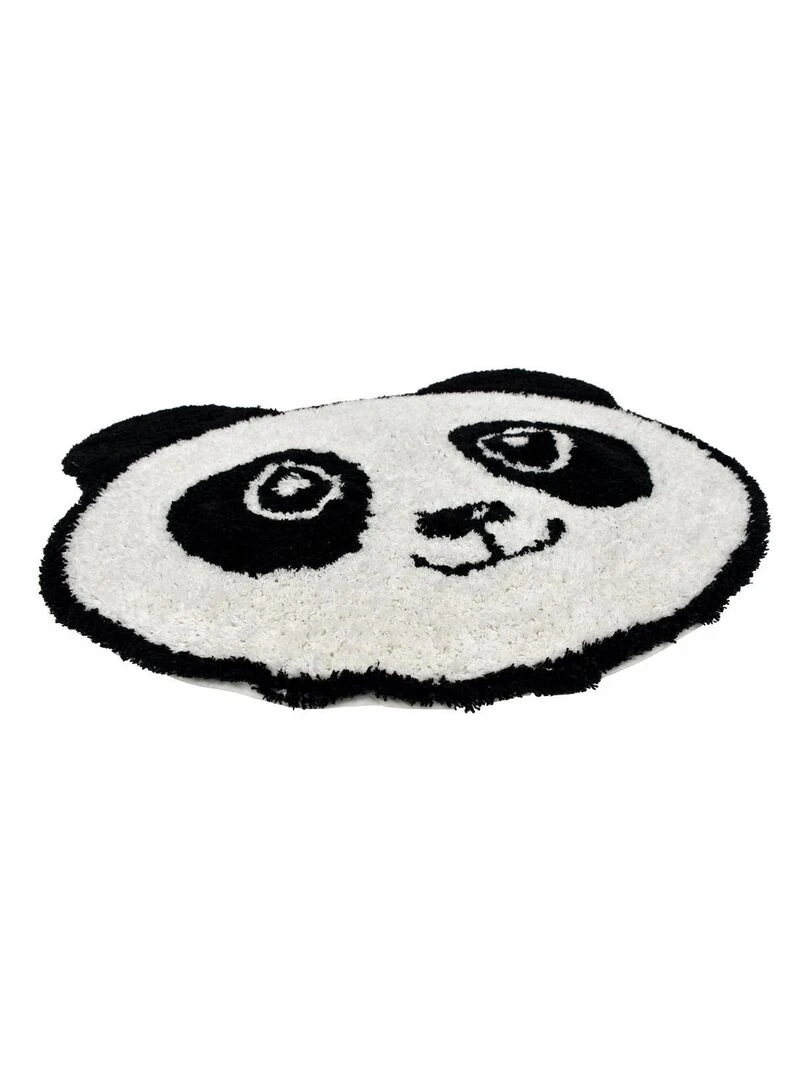 Tapis enfant 100x100 rond BIO PANDA Blanc en  coton biologique tout doux  certifié Care&Fair   Blanc