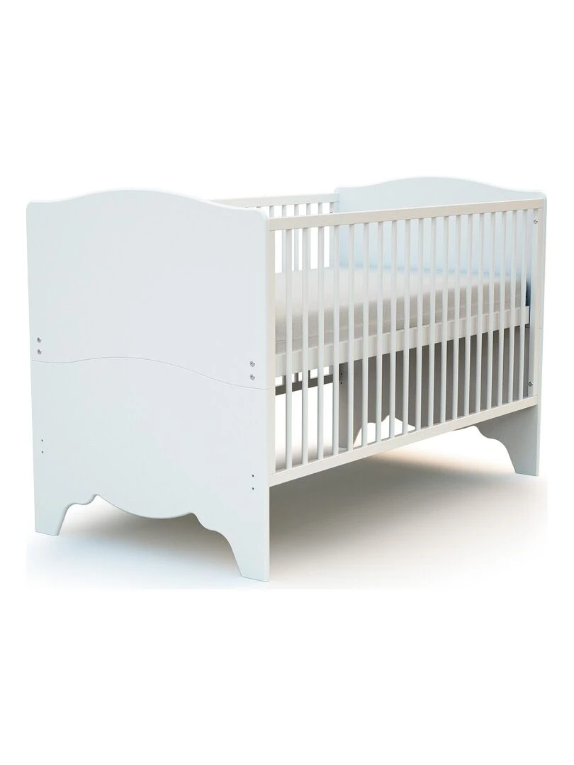 AT4    Lit bébé évolutif en bois MARELLE Blanc 70 x 140 cm   Blanc