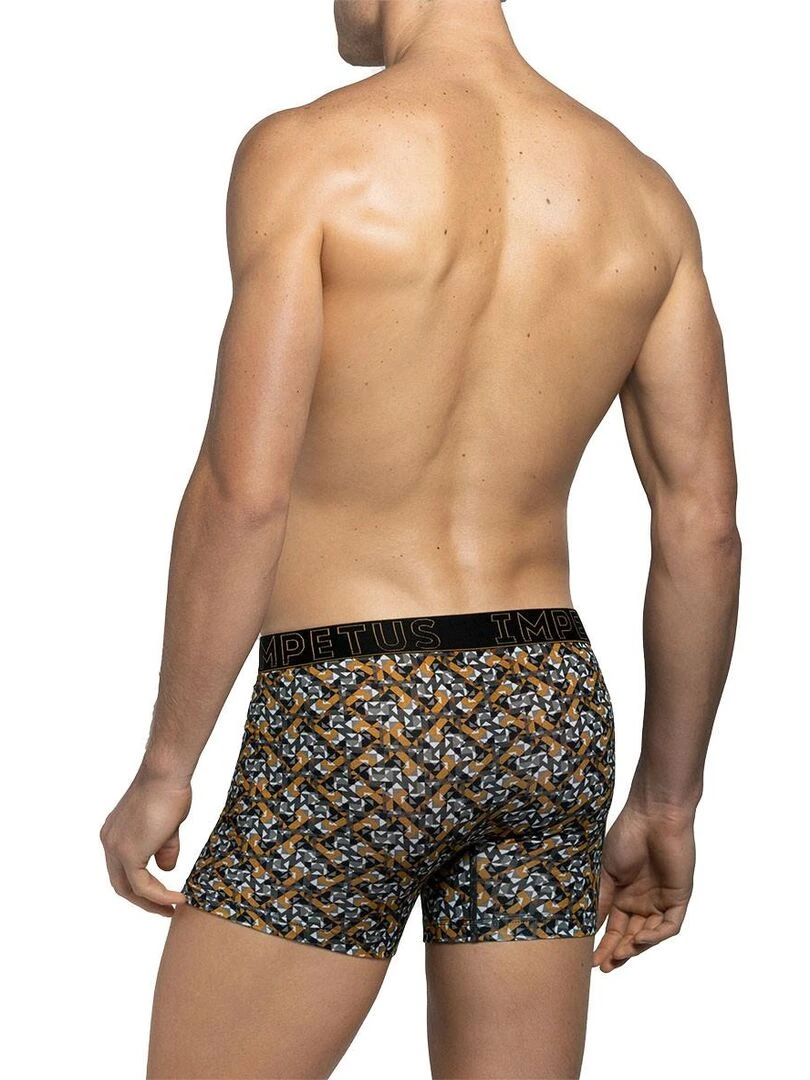 Boxer Venise en coton et lyocell à motif graphique   Jaune