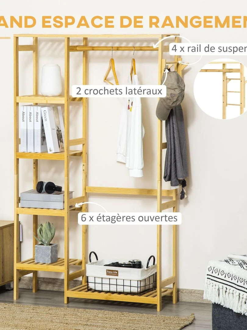 Penderie porte manteaux bois bambou   Beige