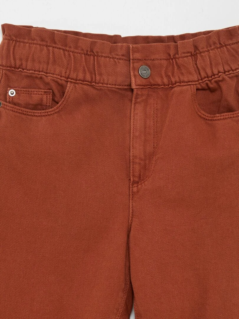 Jean paper bag à taille haute   Marron