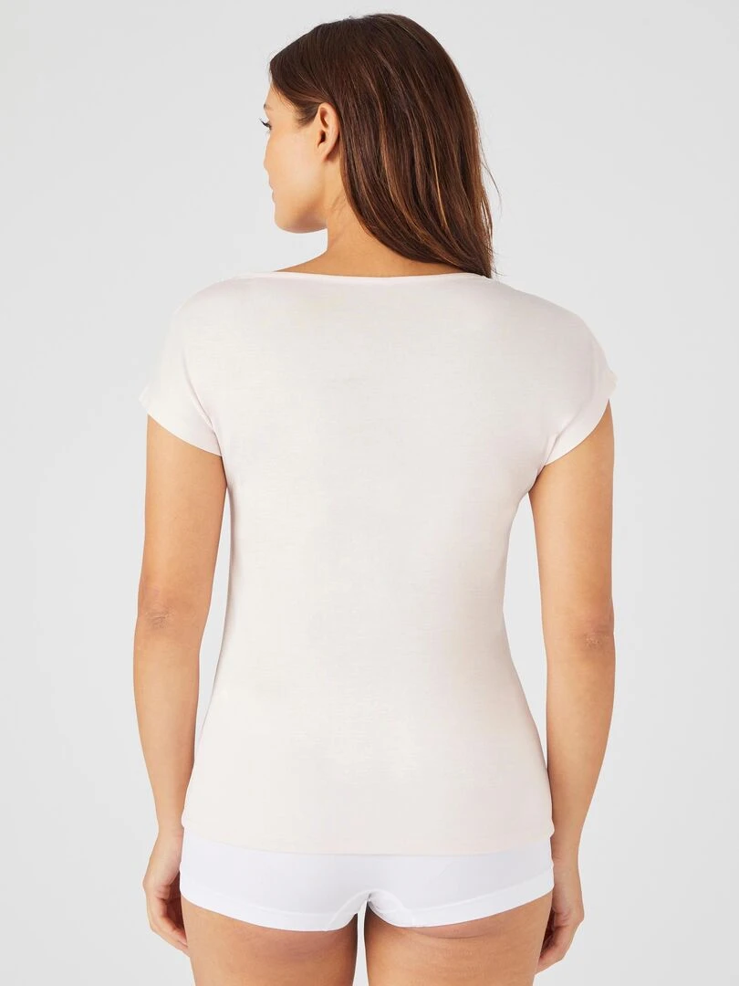 T shirt col dentelle Climatyl   Damart   Rose