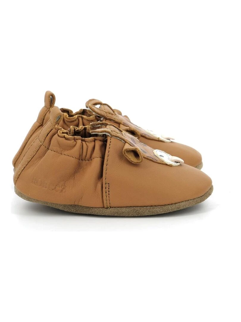 Chaussons Cuir Cute Girafon Marron