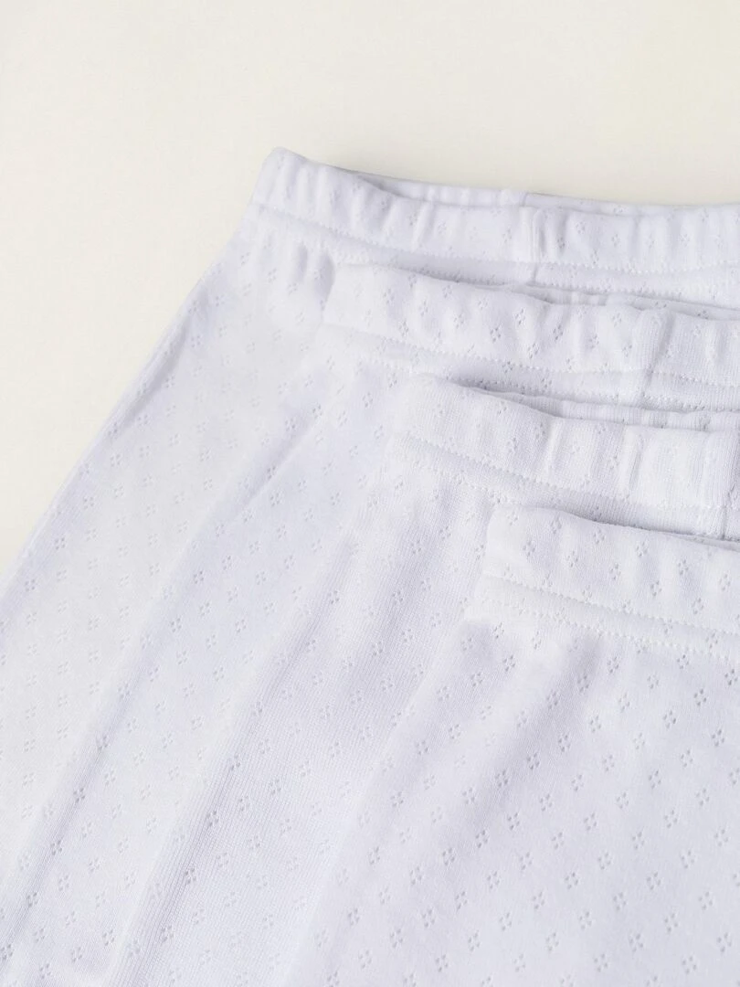 Pack 4 Pantalons en Coton avec Pieds pour Nouveau Né et Bébé  ESSENTIALS LINE   Blanc