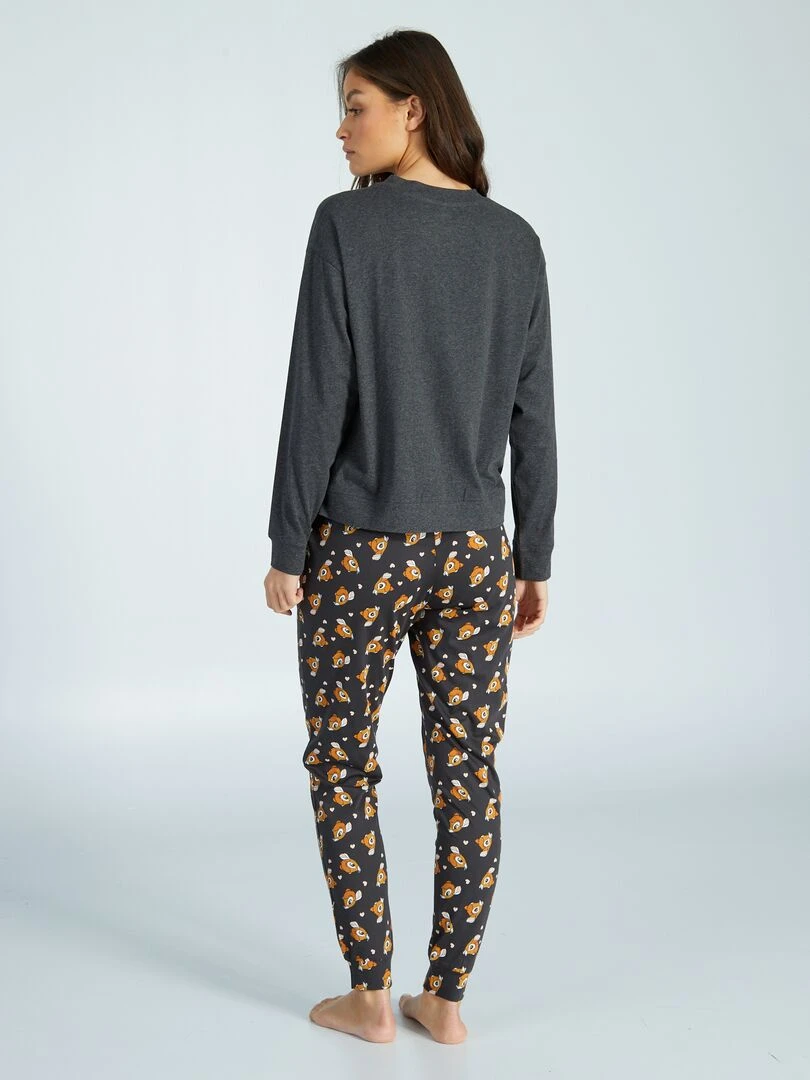 Pyjama long 'Bambi'   2 pièces   Bambi gris
