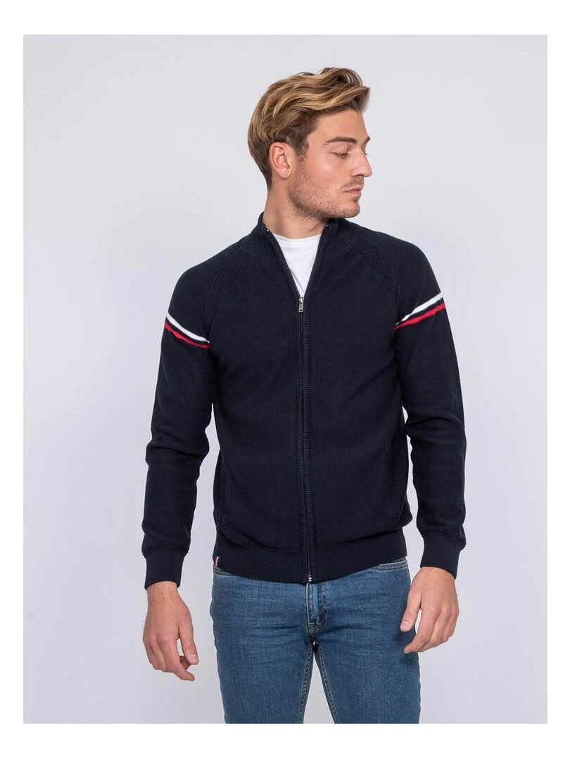 Gilet zippé col montant coton AUGUSTIN Bleu marine